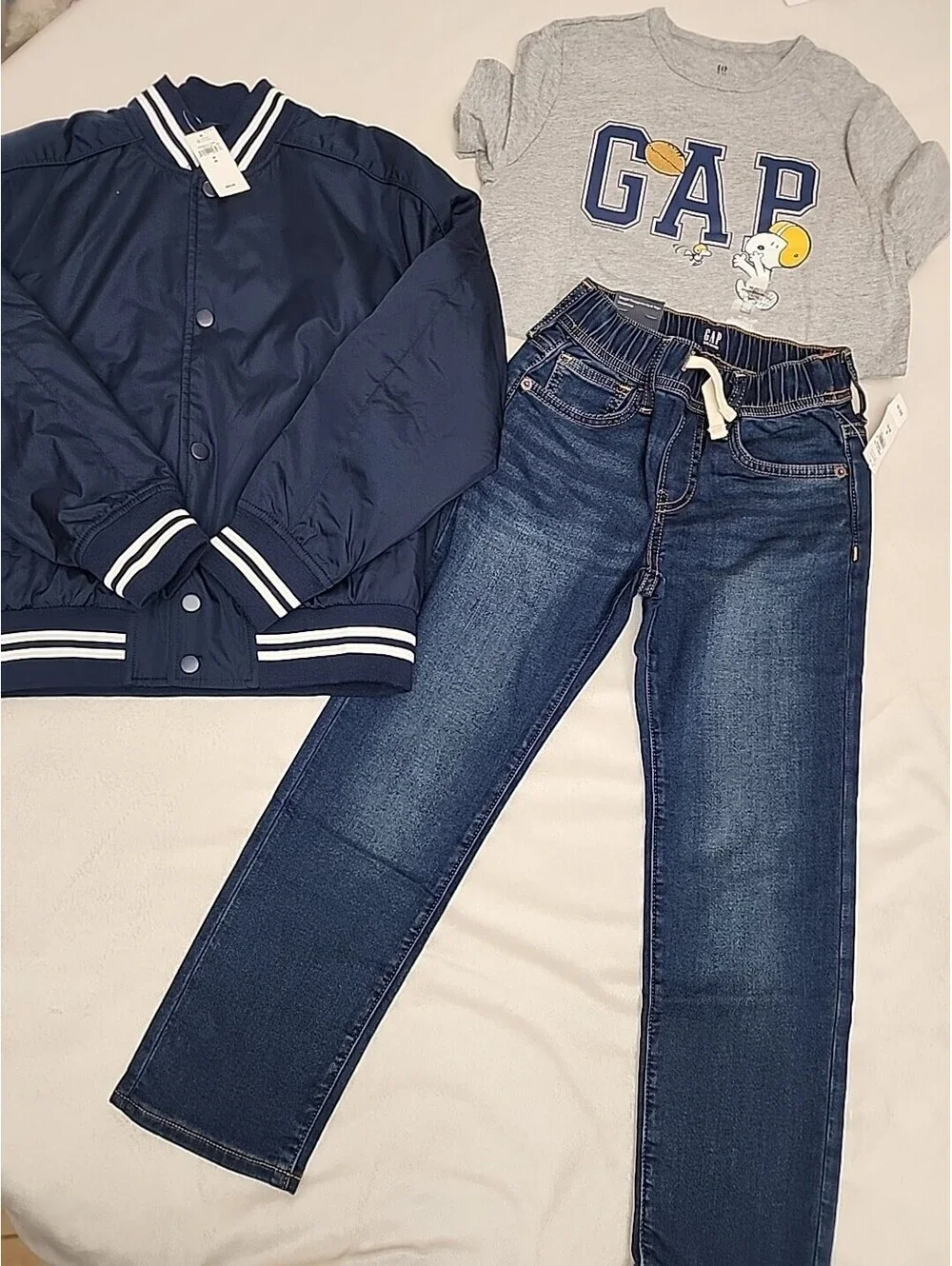Gap Kids Boys Varsity Jacket Shirt Medium 8 & Jeans 7